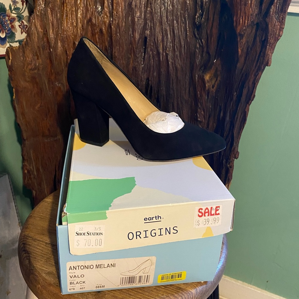 ANTONIO MELANI Black Block Heel Pumps